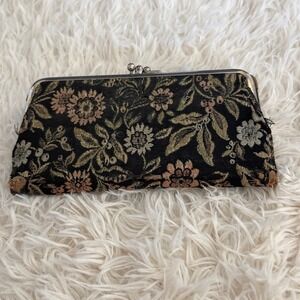 Vintage Baronet Floral‎ Tapestry Clutch Kiss Lock Wallet